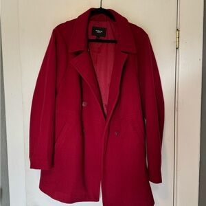Torrid Red Pea Coat Wool-Blend Mid-Length